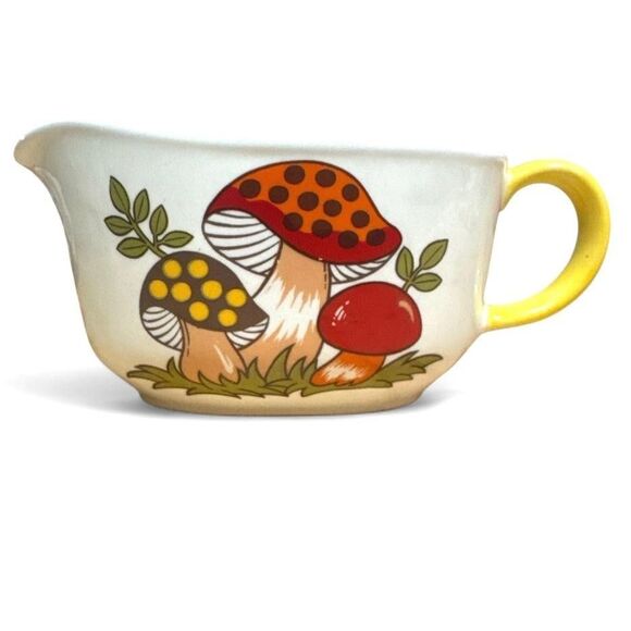 Vtg Sears Roebuck Merry Mushroom Gravy Boat 1976 Ceramic Japan Pitcher Retro 70s - Picture 1 of 8